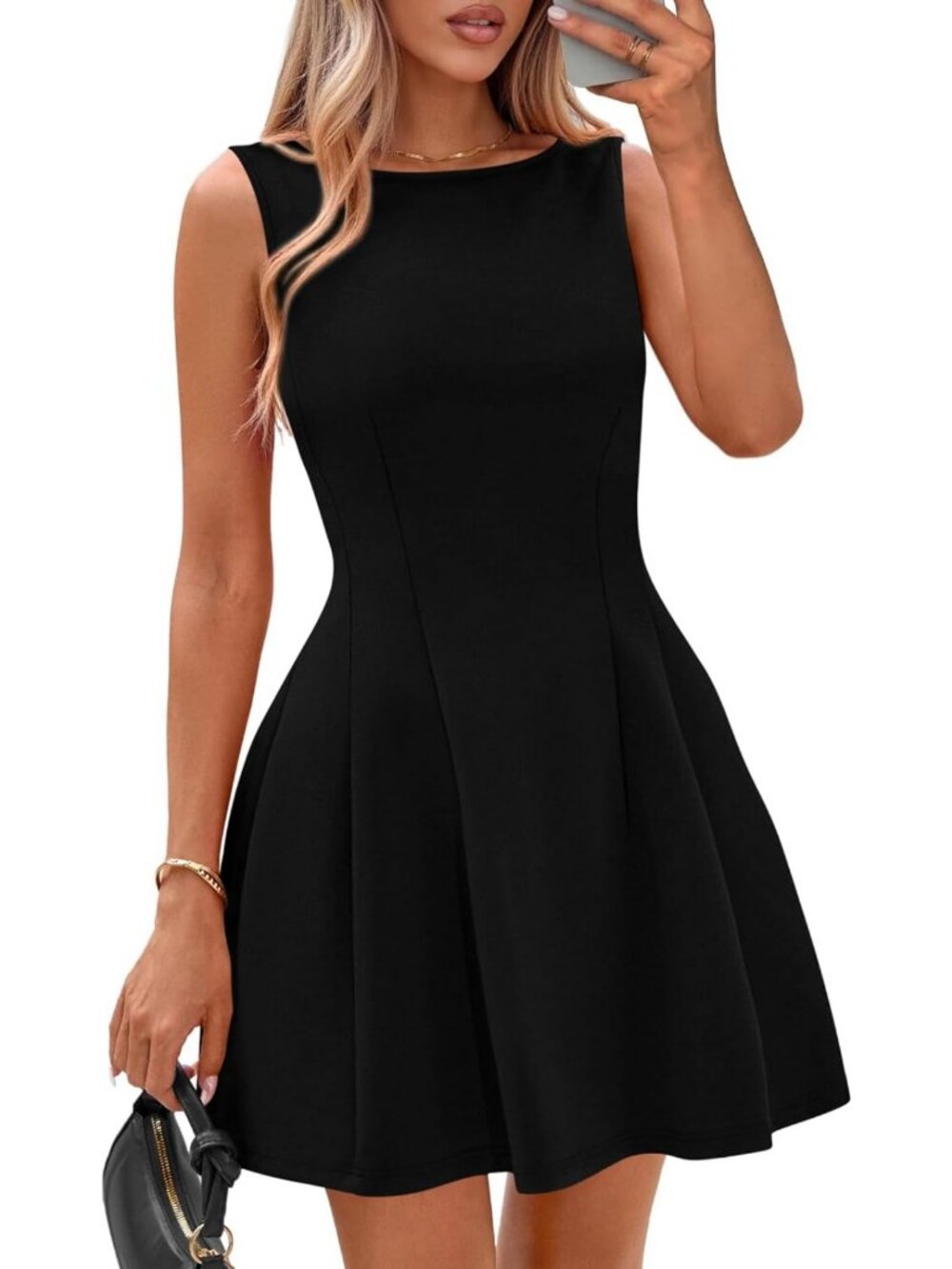 Elegant Summer Mini Dress - Boat Neck Cocktail Dress for Parties & Events